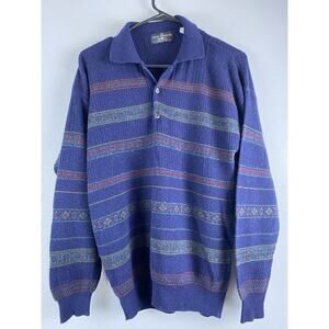 Vintage Italian Wool Blend Sz M Striped LS Sweater Unisex